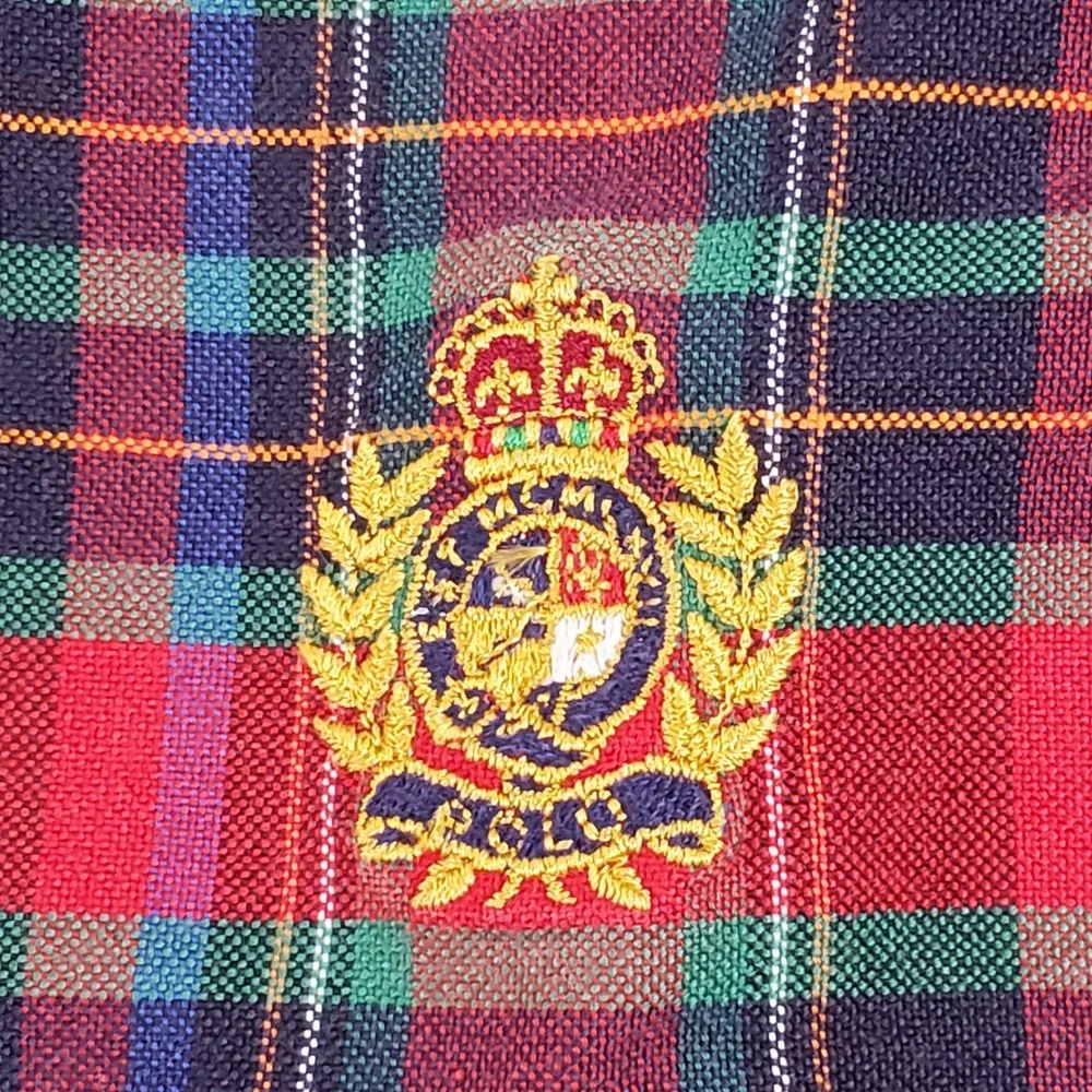 Polo Ralph Lauren Button Down Mens L Red Plaid Crest Logo Long Sleeve USA Made